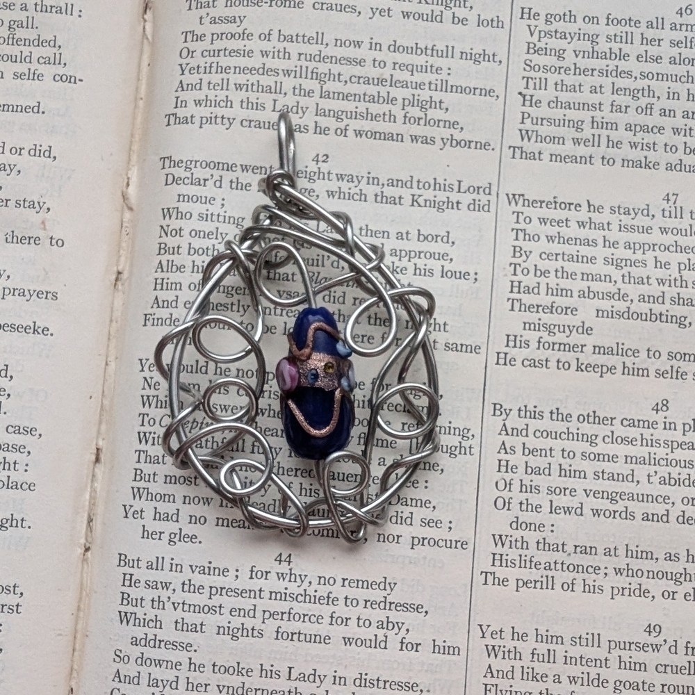 Silver and Purple Wire Pendant